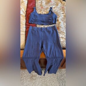 Offline by aerie athleisure waffle knit set corset top (XL) & flare pants (L)